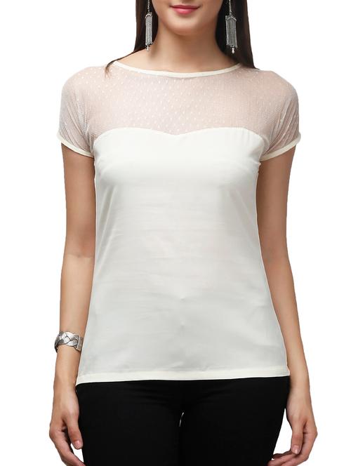 illusion neck white top - 10734293 - Very Small Image - 1