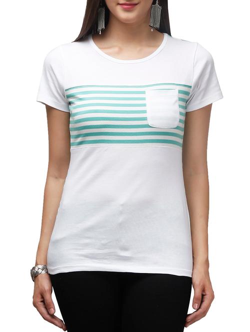 striped white cotton tee - 10734339 - Very Small Image - 1