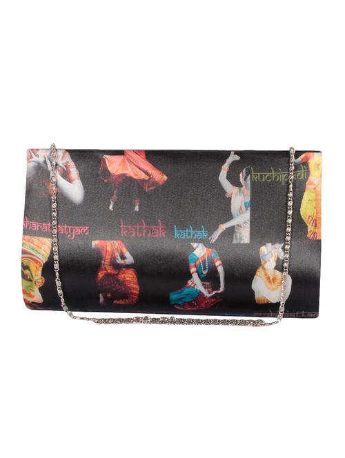black printed leatherette sling clutch - 10736452 - Very Small Image - 1