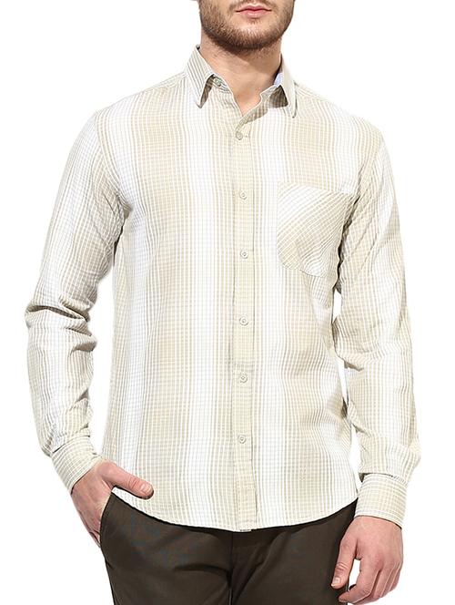 beige cotton casual shirt - 10736513 - Very Small Image - 1
