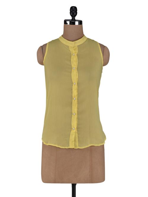 mandarin collar sheer chiffon top - 1073674 - Very Small Image - 1