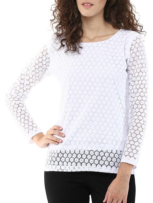 boat neck lace top - 10736863 - Very Small Image - 1