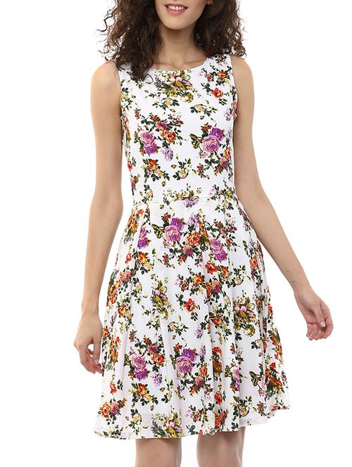 floral pleated fit and flare dress - 10736868 - Very Small Image - 1