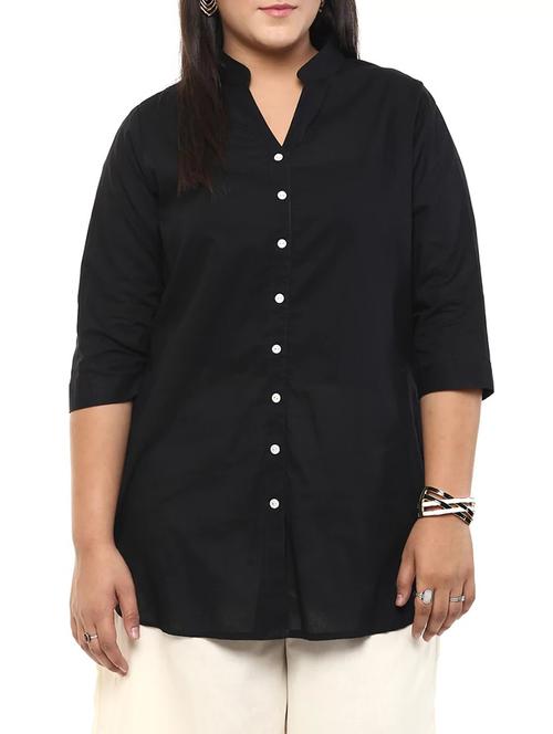solid black cotton tunic - 10742714 - Very Small Image - 1