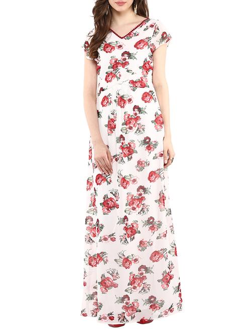 white red floral maxi dress - 10742919 - Very Small Image - 1