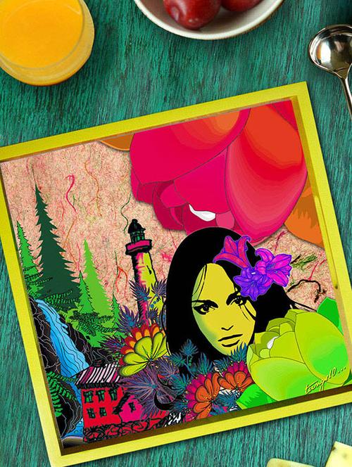 tungs10 lovely lady and lotus tray - 10744635 - Very Small Image - 1