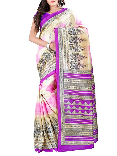 multi colored silk blend saree - 10746361 - Very Small Image - 1