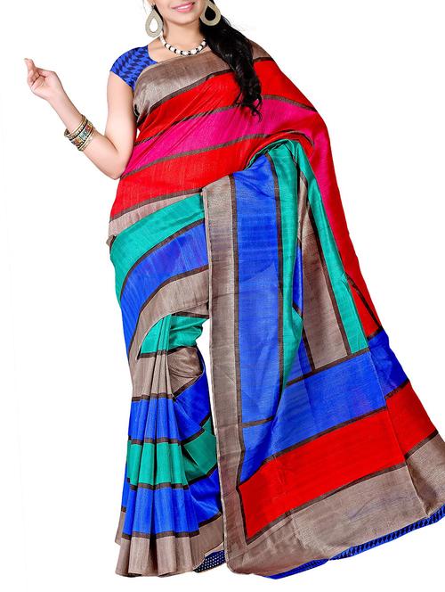multi colored silk blend saree - 10746392 - Very Small Image - 1