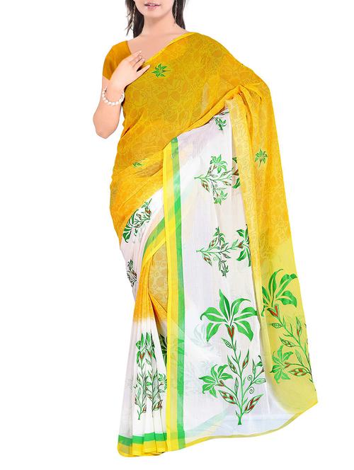 yellow chiffon saree - 10746403 - Very Small Image - 1