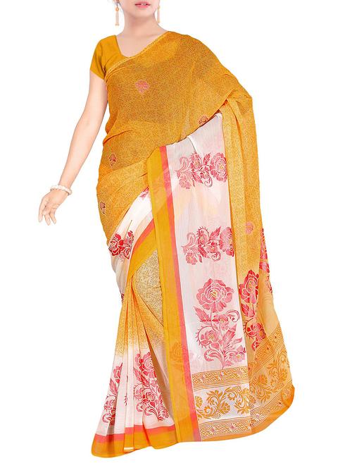 orange chiffon saree - 10746423 - Very Small Image - 1