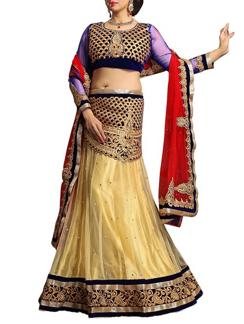 yellow net lehenga - 10754604 - Very Small Image - 1