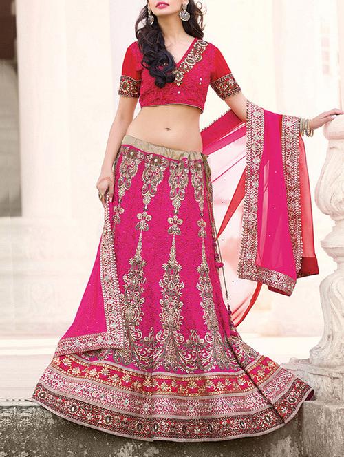 pink georgette lehenga - 10754620 - Very Small Image - 1