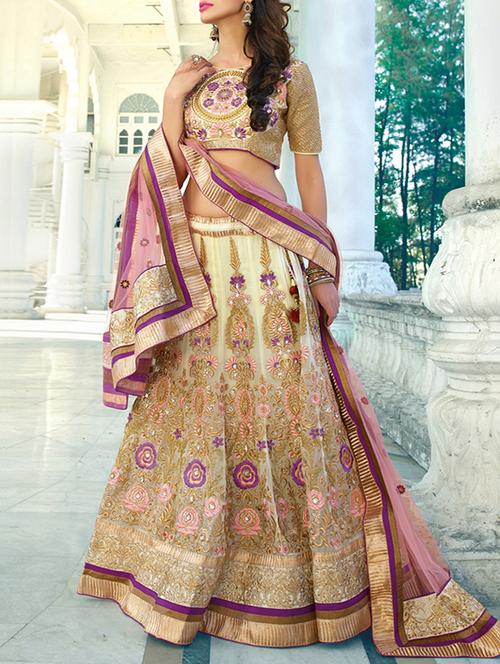 cream georgette lehenga - 10754621 - Very Small Image - 1