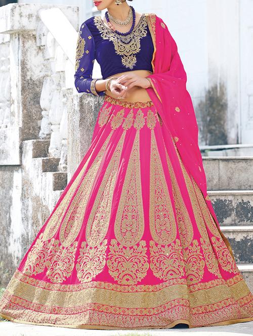 pink georgette lehenga - 10754628 - Very Small Image - 1