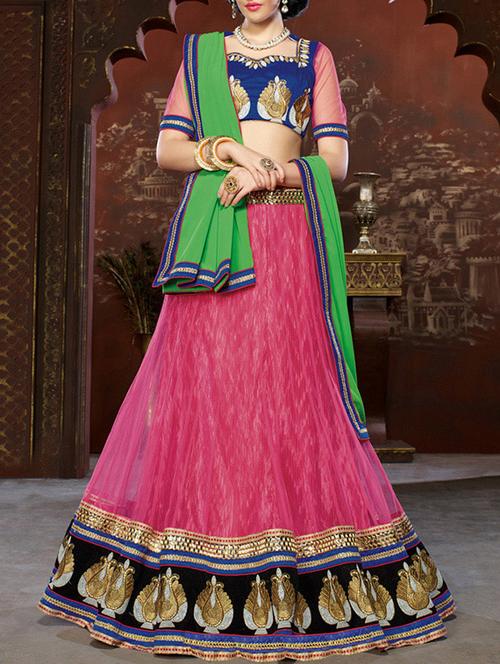 pink net lehenga - 10754635 - Very Small Image - 1