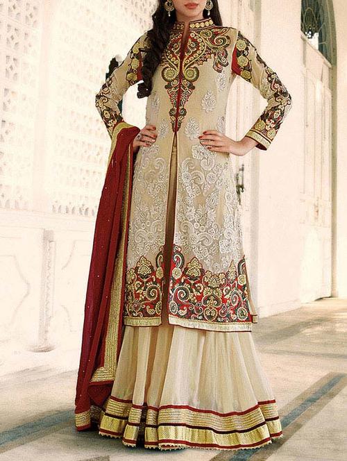 off white georgette lehenga - 10754661 - Very Small Image - 1