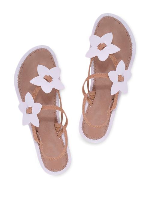 white floral leatherette flats - 1075922 - Very Small Image - 1