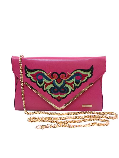pink leatherette clutch - 10761235 - Very Small Image - 1
