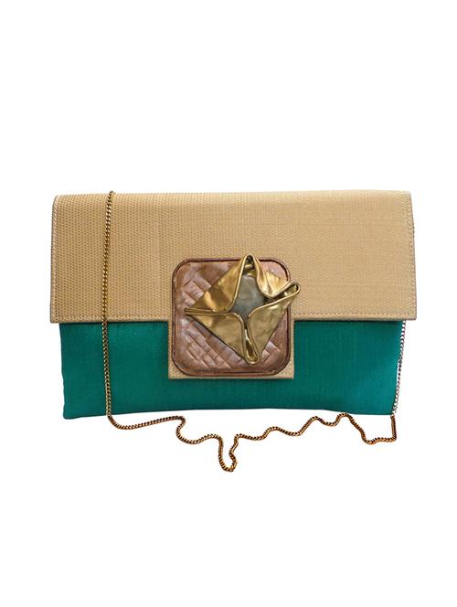 green silk clutch - 10761263 - Very Small Image - 1