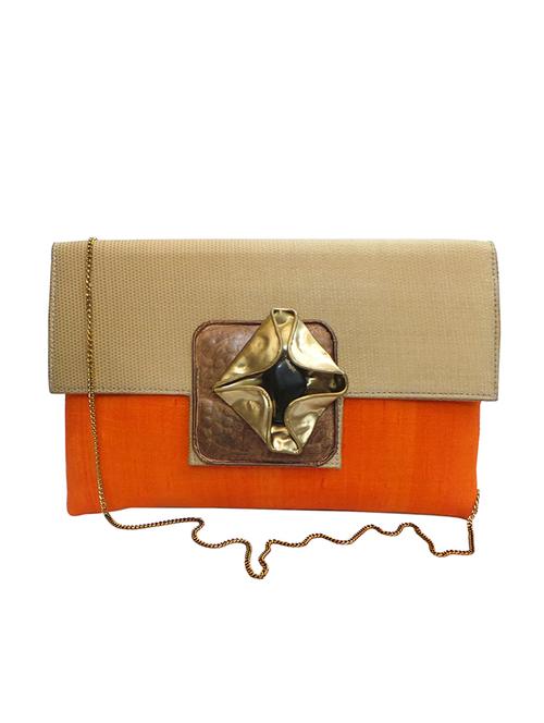 orange silk clutch - 10761265 - Very Small Image - 1