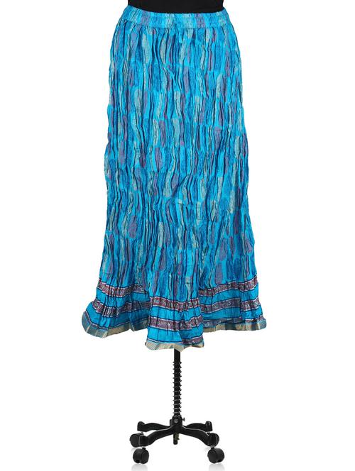 blue block printed long skirt - 1076178 - Very Small Image - 1