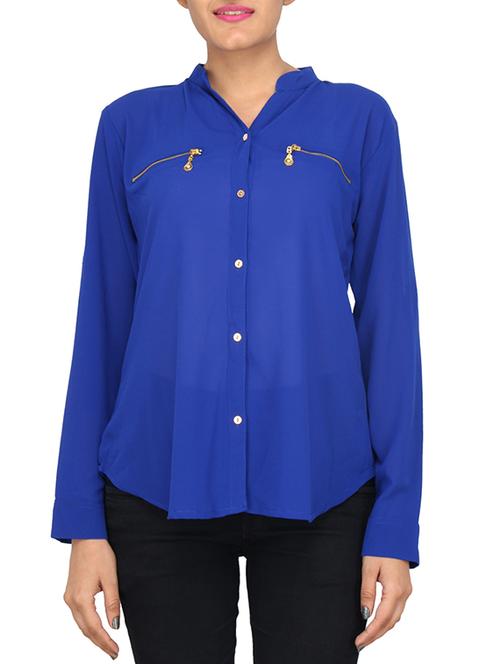 blue chiffon shirt - 10761963 - Very Small Image - 1