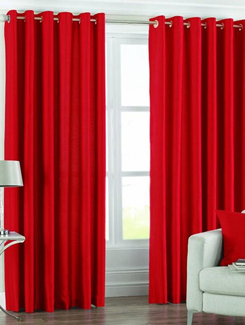 eyelet maroon door curtain set of 2 - 10762185 - Very Small Image - 1