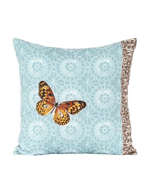 sanaa digital printed with embroidery cushion cover turquiose/beige comb. - 10762232 - Very Small Image - 1