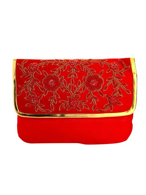 red leatherette (pu) ethnic clutch - 10766013 - Very Small Image - 1