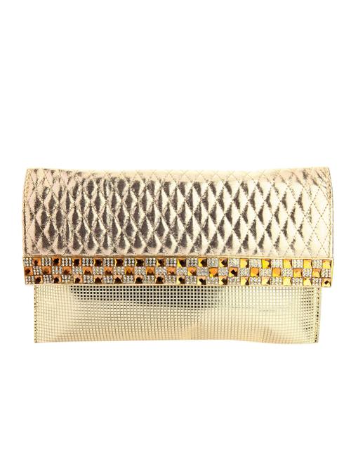 gold leatherette (pu) ethnic clutch - 10766272 - Very Small Image - 1
