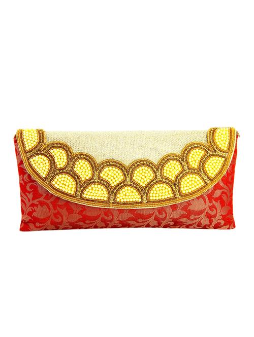 maroon leatherette (pu) ethnic clutch - 10767062 - Very Small Image - 1