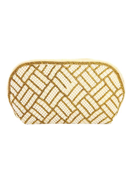 white leatherette (pu) ethnic clutch - 10767126 - Very Small Image - 1