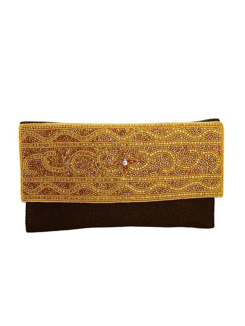 brown leatherette (pu) ethnic clutch - 10767232 - Very Small Image - 1