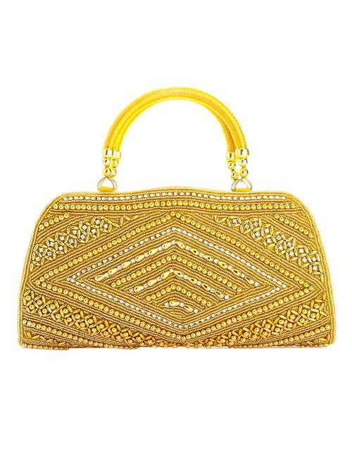 gold leatherette (pu) ethnic clutch - 10767294 - Very Small Image - 1