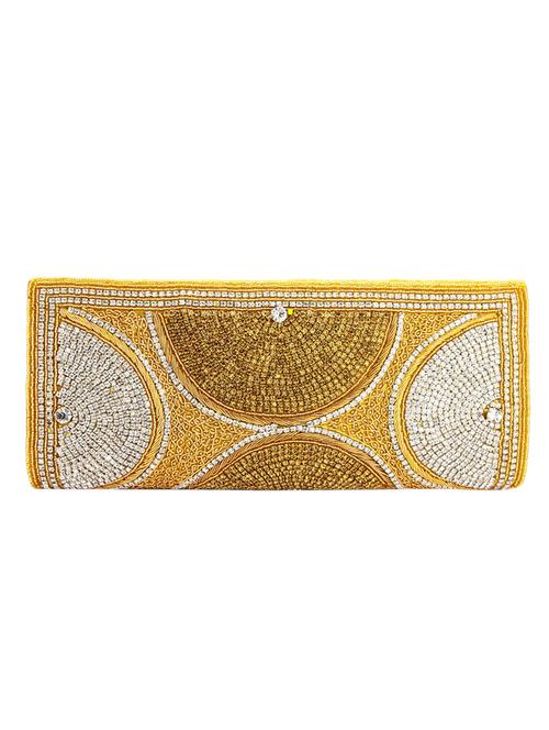gold leatherette (pu) ethnic clutch - 10767314 - Very Small Image - 1