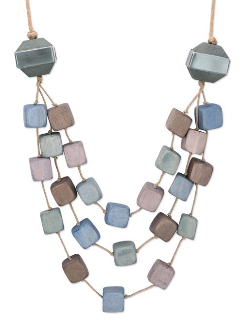 multicoloured wooden layered neckpiece - 10774163 - Very Small Image - 1