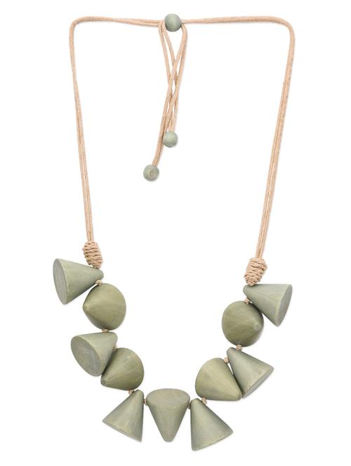 olive wooden beaded neckpiece - 10774170 - Very Small Image - 1