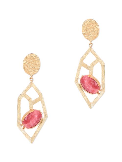 gold brass embellished geometrical earrings - 10774188 - Very Small Image - 1