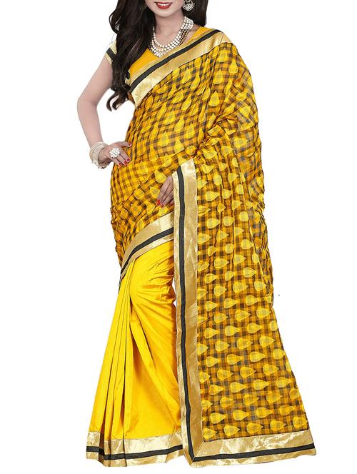 yellow silk saree - 10774867 - Very Small Image - 1