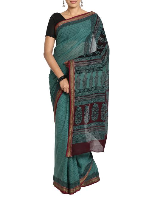 tealrust cotton saree - 10778094 - Very Small Image - 1
