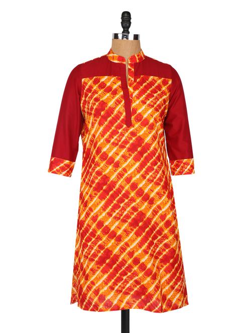 orange cotton straight kurta - 1077819 - Very Small Image - 1