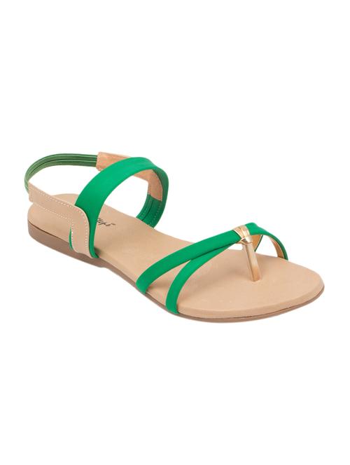 green leatherette toe seperators sandals - 10780160 - Very Small Image - 1