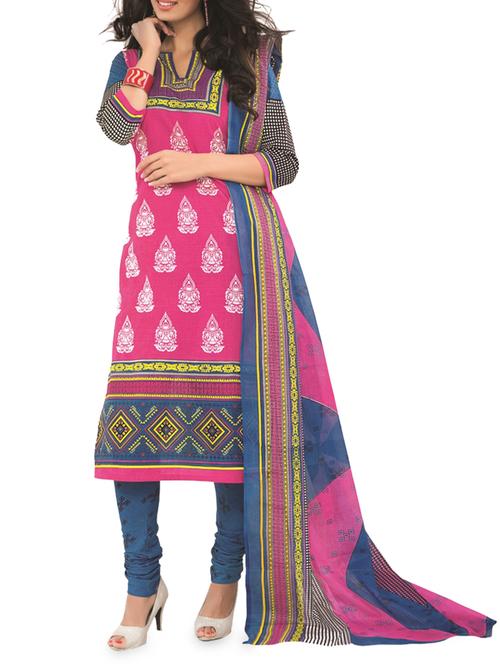 printed unstitched cotton suit piece - 1078037 - Very Small Image - 1