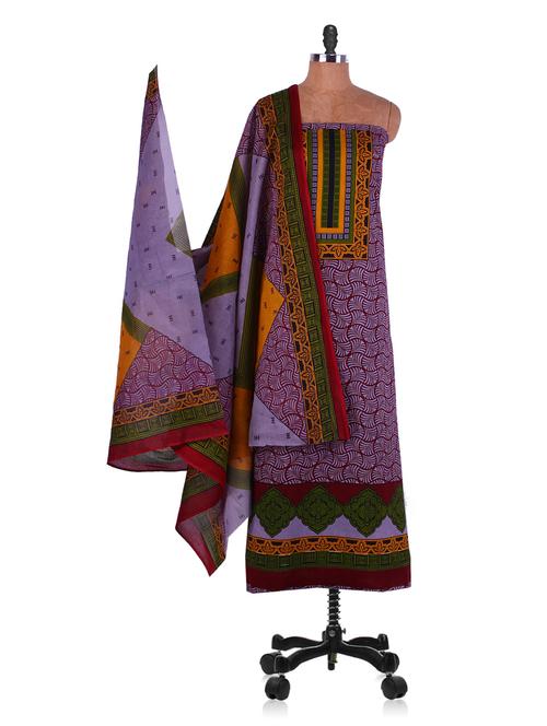 printed unstitched cotton suit piece - 1078046 - Very Small Image - 1