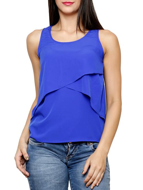 royal blue crepe top - 10780958 - Very Small Image - 1