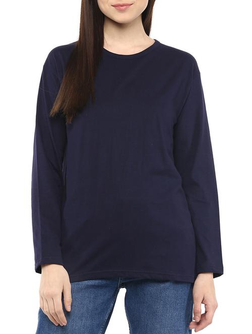navy blue cotton regular tshirt - 10787504 - Very Small Image - 1