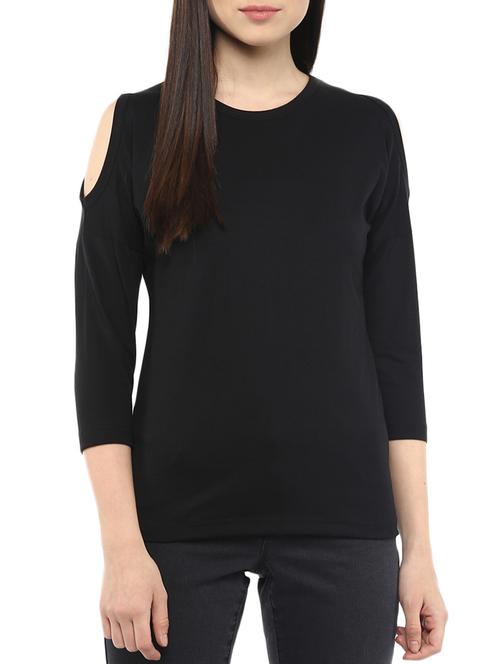 cold shoulder solid top - 10787520 - Very Small Image - 1