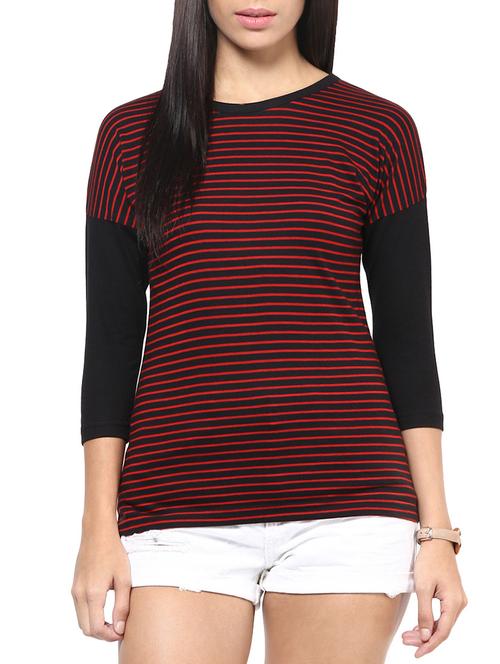 drop shoulder striped tee - 10787538 - Very Small Image - 1