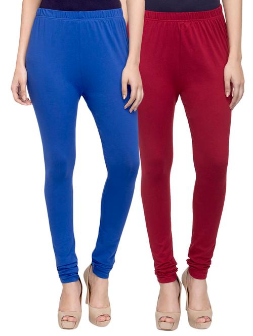 cotton lycra solid leggings - 10797063 - Very Small Image - 1