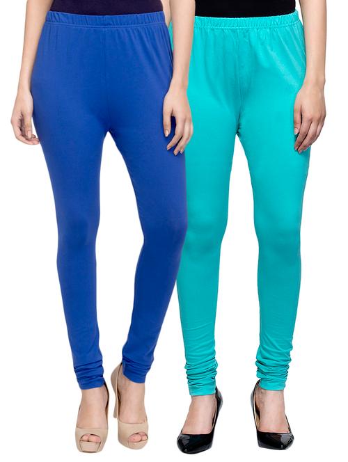 cotton lycra solid leggings (set of 2) - 10797074 - Very Small Image - 1